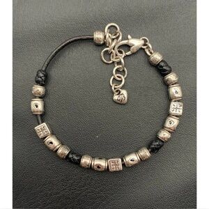 Silver and Black Beaded Bracelet